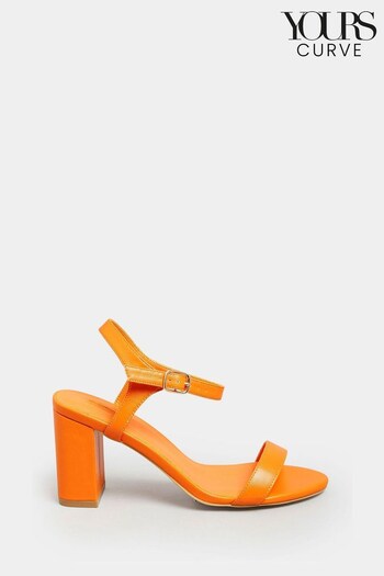 Yours Curve Orange Wide FIt Wide Fit Block Heel Sandal (K49433) | £33