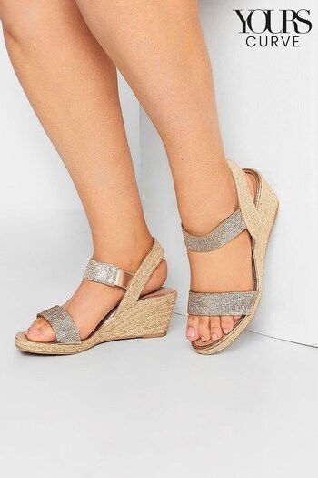 Yours Curve Pink Wide Fit Espadrille Wedge (K49435) | £33