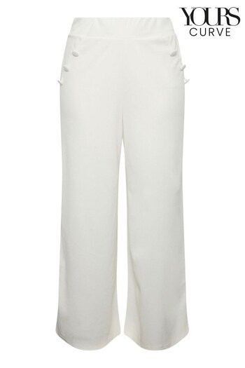 Yours Curve White London Button Detail Trouser (K49483) | £30