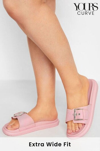 Yours Curve Pink Extra-Wide Fit Colour Drench Buckle Mule (K49565) | £24