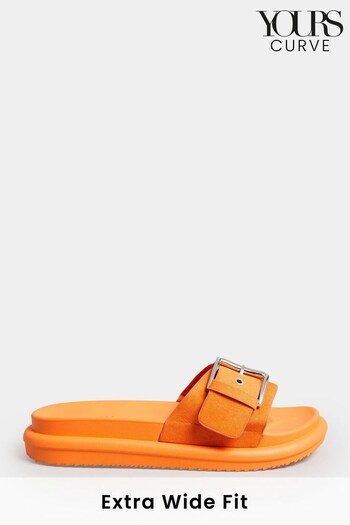 Yours Curve Orange Extra-Wide Fit Colour Drench Buckle Mule (K49566) | £24