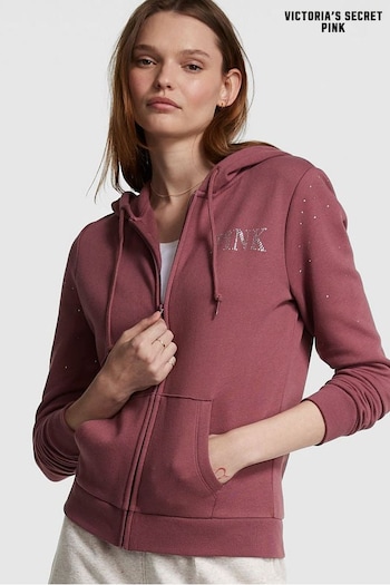 Victoria's Secret PINK Morning Rose Shine Pink Fleece ZipUp Everyday Hoodie (K49683) | £46