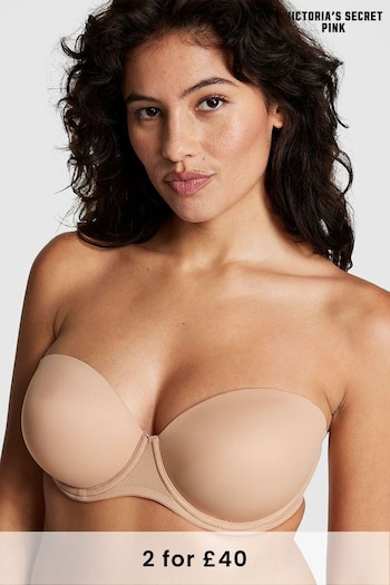 Victoria's Secret PINK Praline Nude Smooth Multiway Strapless Push Up Bra (K49728) | £25