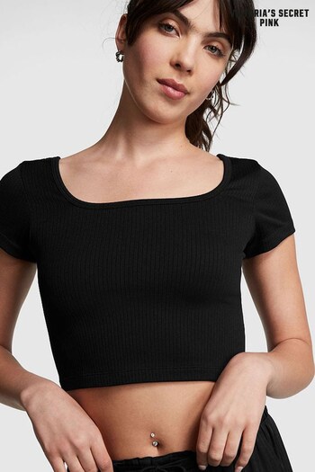 Victoria's Secret PINK Pure Black Seamless Short Sleeve T-Shirt (K49766) | £26