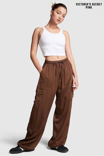 Victoria's Secret PINK Chocolate Kiss Brown Satin Parachute Trousers Darcy (K49807) | £50