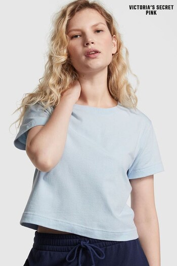 Victoria's Secret PINK Skyway Blue Short Sleeve Shrunken T-Shirt (K49823) | £20