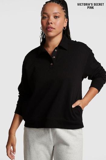 Victoria's Secret PINK Pure Black Polo Sweatshirt (K49840) | £36