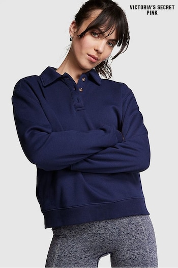 Victoria's Secret PINK Midnight Navy Blue Polo Sweatshirt (K49842) | £36