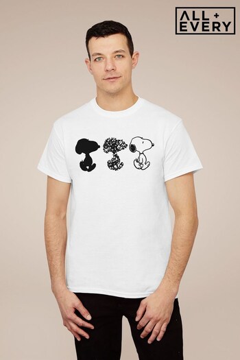 All + Every White Peanuts Snoopy Black And White Trio Men's T-Shirt (K50307) | £23