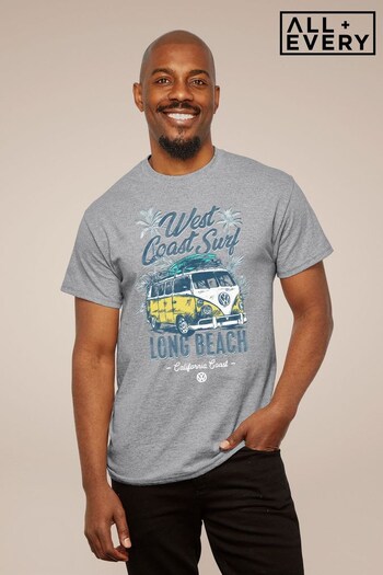All + Every Heather Grey Volkswagen Long Beach California Coast Men's T-Shirt (K50323) | £23