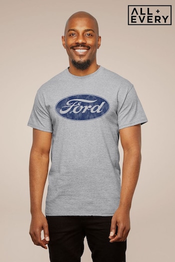 All + Every Heather Grey Ford Classic Logo Men's T-Shirt (K50365) | £23
