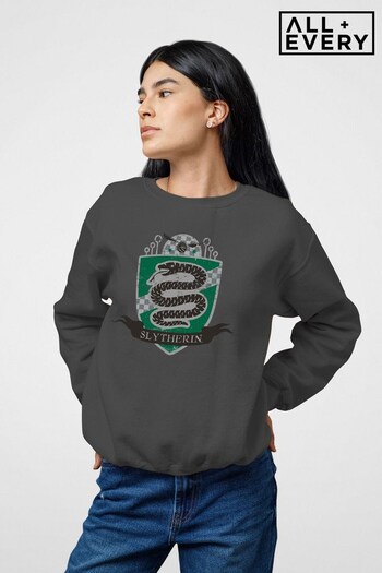 All + Every Charcoal Harry Potter Slytherin Quidditch Distressed Shield Women's Sweatshirt (K50378) | £32