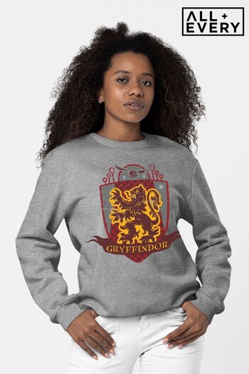 All + Every Heather Grey Harry Potter Gryffindor Quidditch Distressed Shield Women's Sweatshirt (K50379) | £36