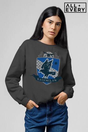 All + Every Charcoal Harry Potter Ravenclaw Quidditch Distressed Shield Women's Sweatshirt (K50381) | £32
