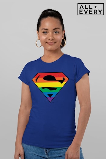 All + Every Royal Blue Superman Rainbow Logo Women's T-Shirt (K50392) | £22