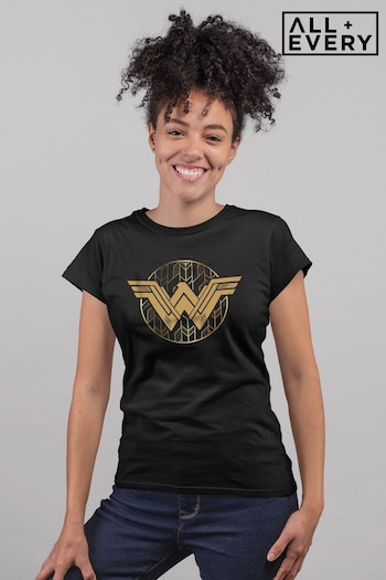 All + Every Black Wonder Woman Gold Logo Women's T-Shirt (K50394) | £23
