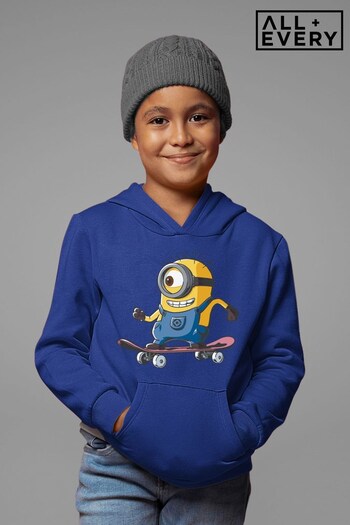 All + Every Royal Blue Despicable Me Carl The Minion Skateboarding Kids Hooded Sweatshirt (K50401) | £29