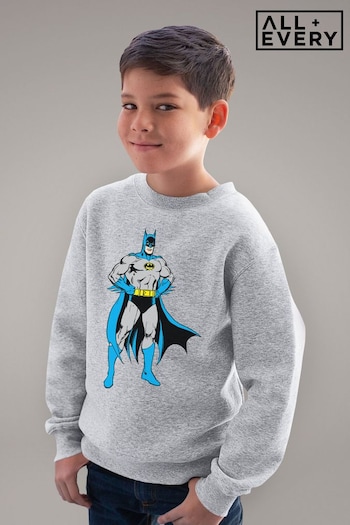 All + Every Heather Grey Batman Classic Comic Stand Pose Kids Sweatshirt (K50411) | £26