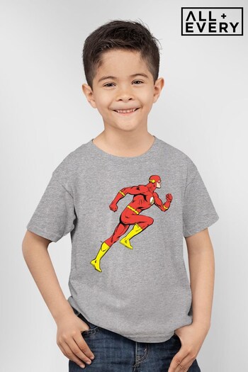 All + Every Heather Grey DC Comics The Flash Running Classic Comic Drawing Kids T-Shirt (K50419) | £18
