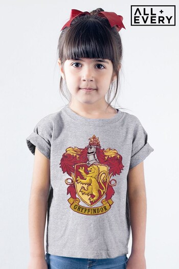All + Every Heather Grey Harry Potter Gryffindor House Crest Kids T-Shirt (K50425) | £19