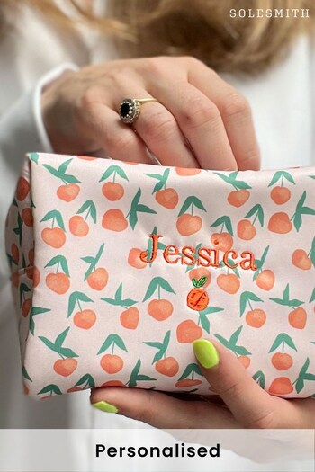 Personalised Embroidered Peachy Make Up Bag by Solesmith (K50445) | £24