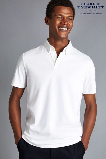 Charles Tyrwhitt White Short Sleeve Jersey Polo Shirt (K50486) | £60
