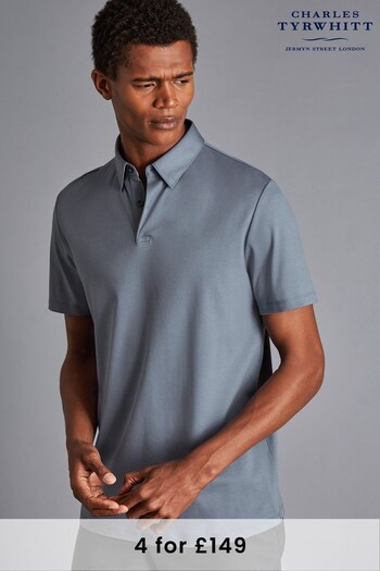 Charles Tyrwhitt Blue Short Sleeve Jersey Polo Shirt (K50494) | £60
