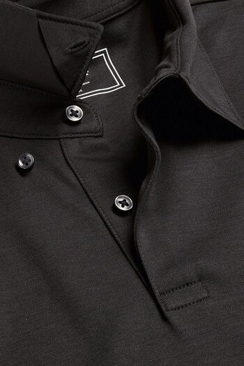Charles Tyrwhitt Black Black Plain Short Sleeve Jersey Polo Shirt (K50497) | £60