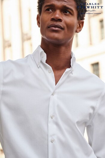 Charles Tyrwhitt White Non Iron Button-Down Oxford Slim Fit Shirt (K50571) | £60