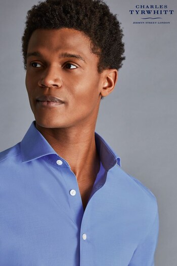Charles Tyrwhitt Ocean Blue Non-Iron Poplin Cutaway Slim Fit Shirt (K50572) | £60