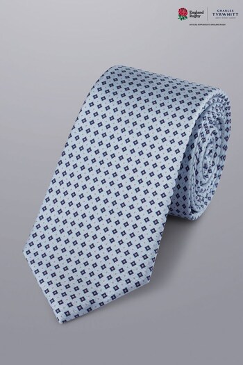 Charles Tyrwhitt Light Blue Mini Print Silk Slim Tie (K50581) | £35