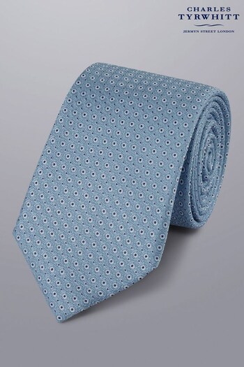Charles Tyrwhitt Light Blue Mini Medallion Silk Stain Resistant Tie (K50588) | £35