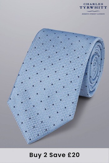 Charles Tyrwhitt Sky Blue Mini Medallion Silk Stain Resistant Tie (K50591) | £35