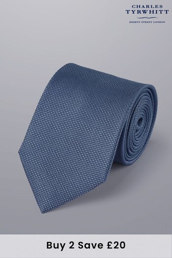 Charles Tyrwhitt Steel Blue Mini Medallion Silk Stain Resistant Tie (K50596) | £35