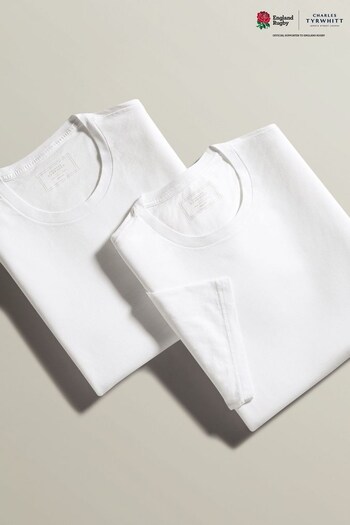 Charles Tyrwhitt White 2-Pack Crew Neck Cotton T-Shirt (K50603) | £30