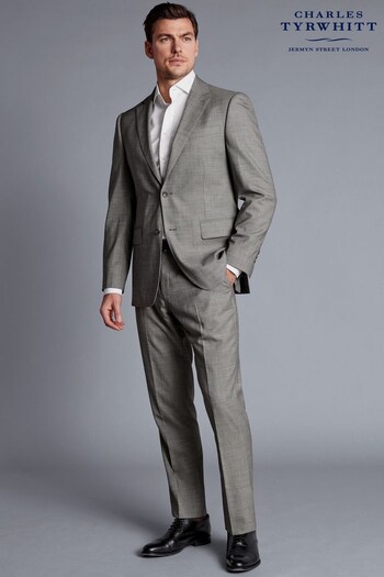 Charles Tyrwhitt Grey Slim Fit Sharkskin Suit Jacket (K50618) | £270
