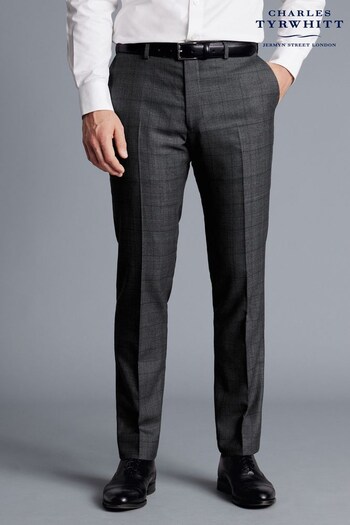 Charles Tyrwhitt Charcoal Grey Slim Fit Ultimate Performance Check Suit Trouser (K50629) | £130
