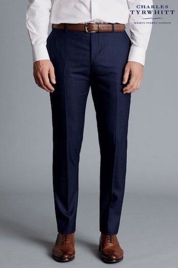 Charles Tyrwhitt French Blue Slim Fit Ultimate Performance Stripe Suit Trouser (K50630) | £130