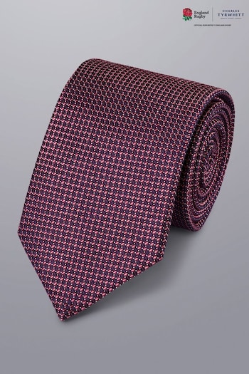 Charles Tyrwhitt Dark Pink Mini Medallion Silk Stain Resistant Tie (K50769) | £35