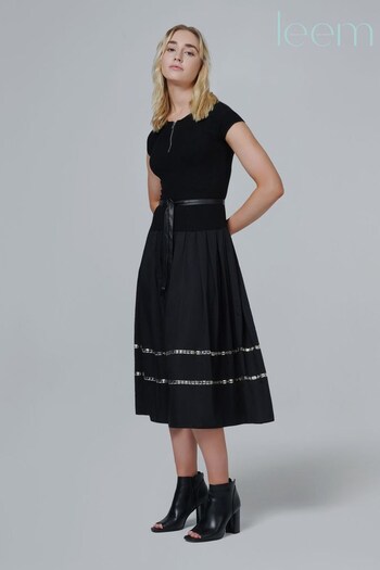 leem Black Belted Maxi Dress (K50872) | £97
