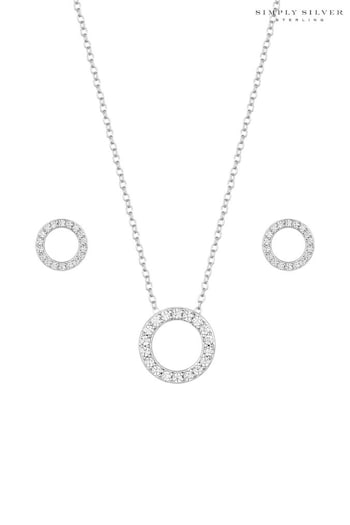 Simply Silver Sterling Silver Cubic Zirconia Round Open Set - Gift Boxed (K51108) | £20