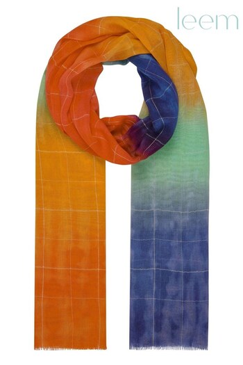 leem Orange Tie-Dye Effect Printed Scarf (K51240) | £37
