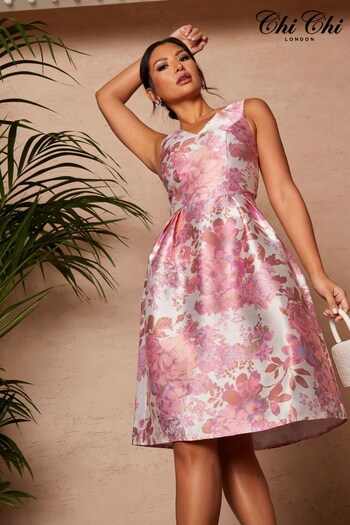 Chi Chi London Pink Sleeveless Floral Printed Dress (K51277) | £85