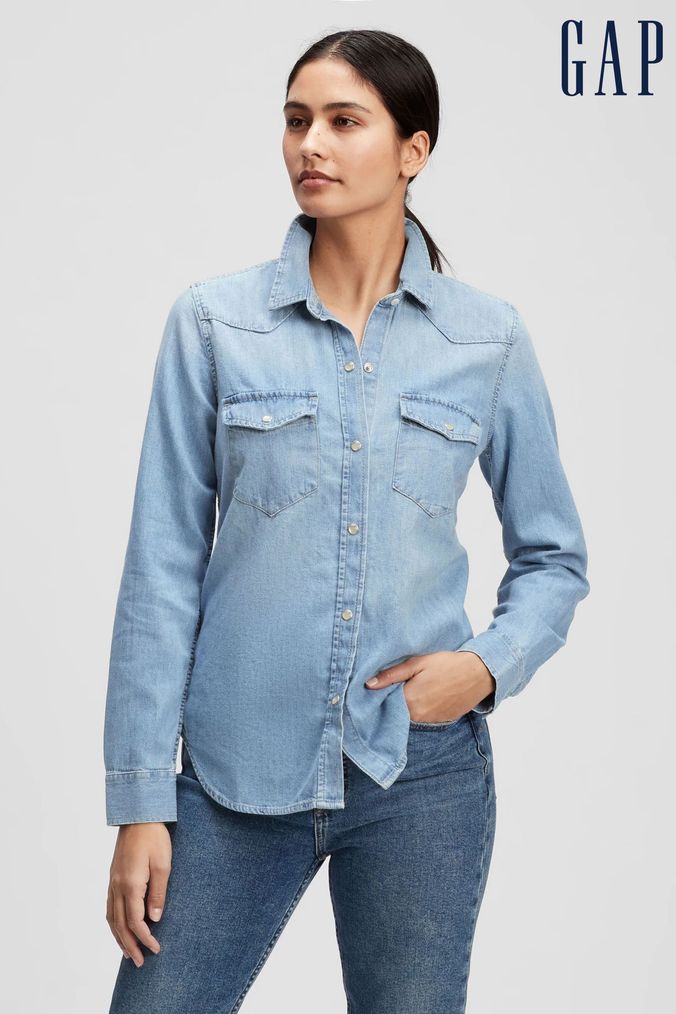 Gap ladies denim clearance shirt