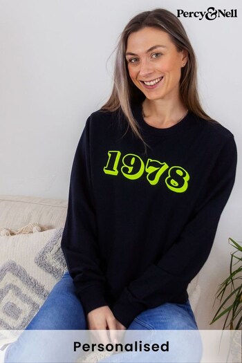 Neon Embroidered Year of Birth Sweatshirt by Percy & Nell (K51375) | £30