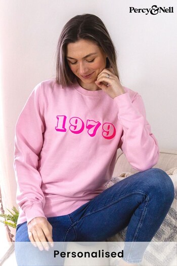 Neon Embroidered Year of Birth Sweatshirt by Percy & Nell (K51376) | £30