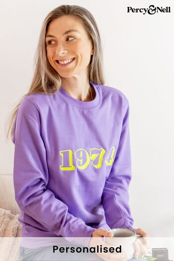 Neon Embroidered Year of Birth Sweatshirt by Percy & Nell (K51379) | £30