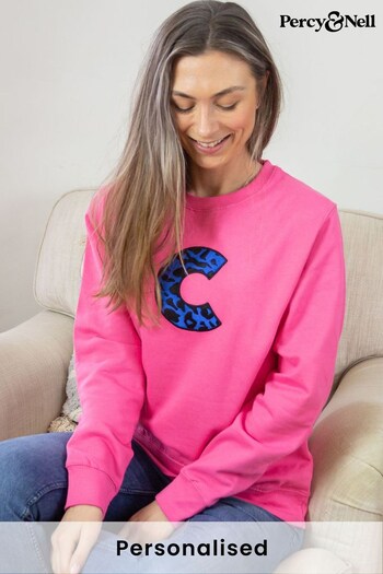 Embroidered Initial Sweatshirt - Leopard by Percy & Nell (K51393) | £36