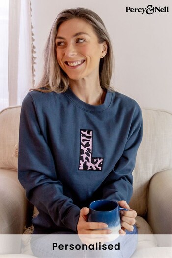 Embroidered Initial Sweatshirt - Leopard by Percy & Nell (K51396) | £36