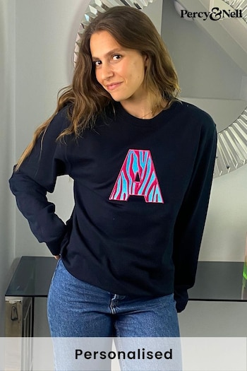 Embroidered Initial Sweatshirt - Zebra by Percy & Nell (K51399) | £36